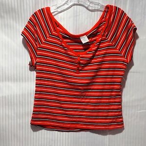 2X Red Striped Women's Top- No Boundaries
